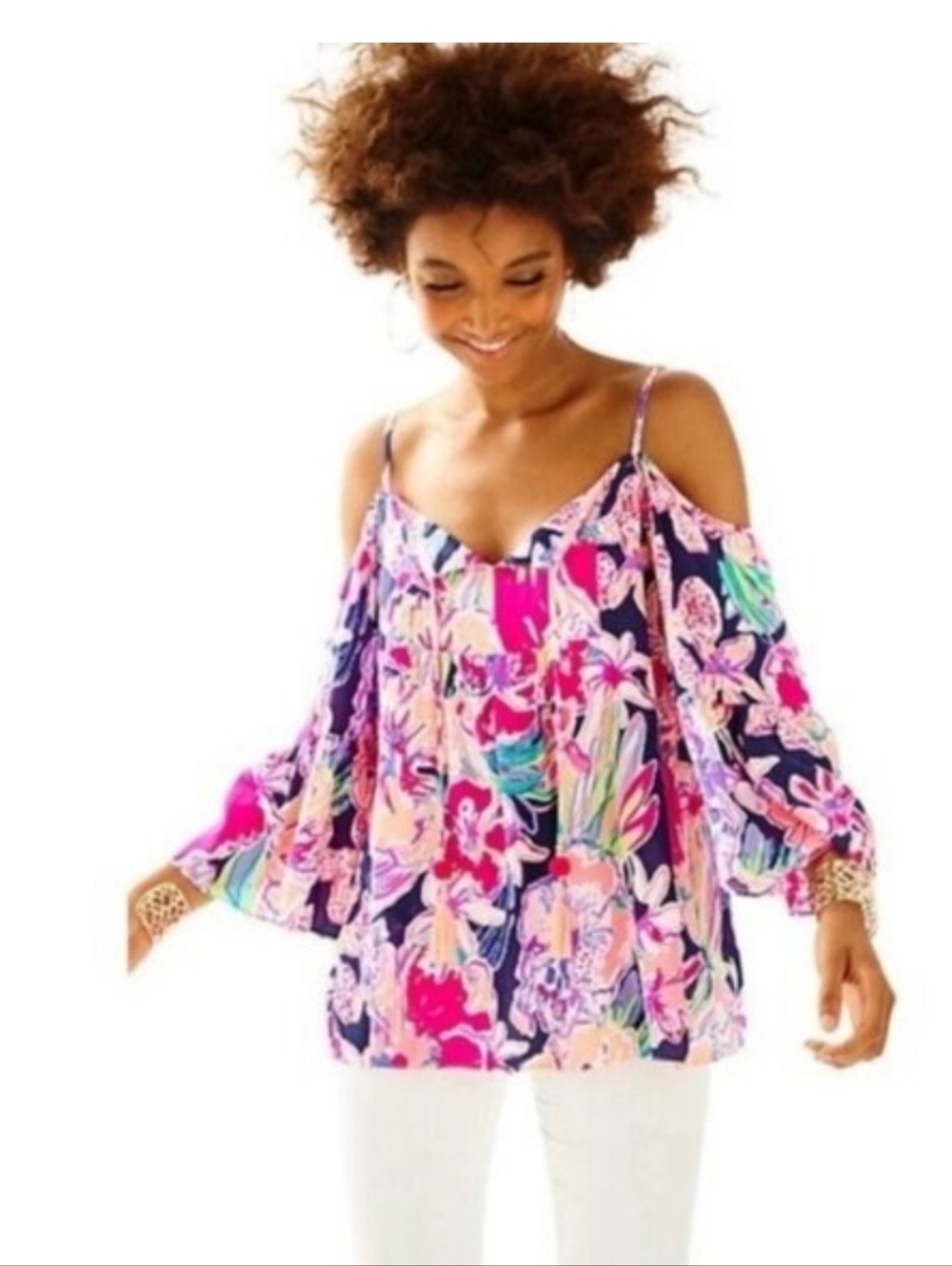 Lilly Pulitzer Alana Floral Cold-Shoulder Top